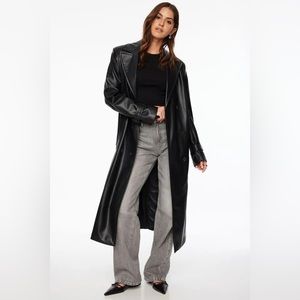 NWT FAUX LEATHER TRENCH COAT